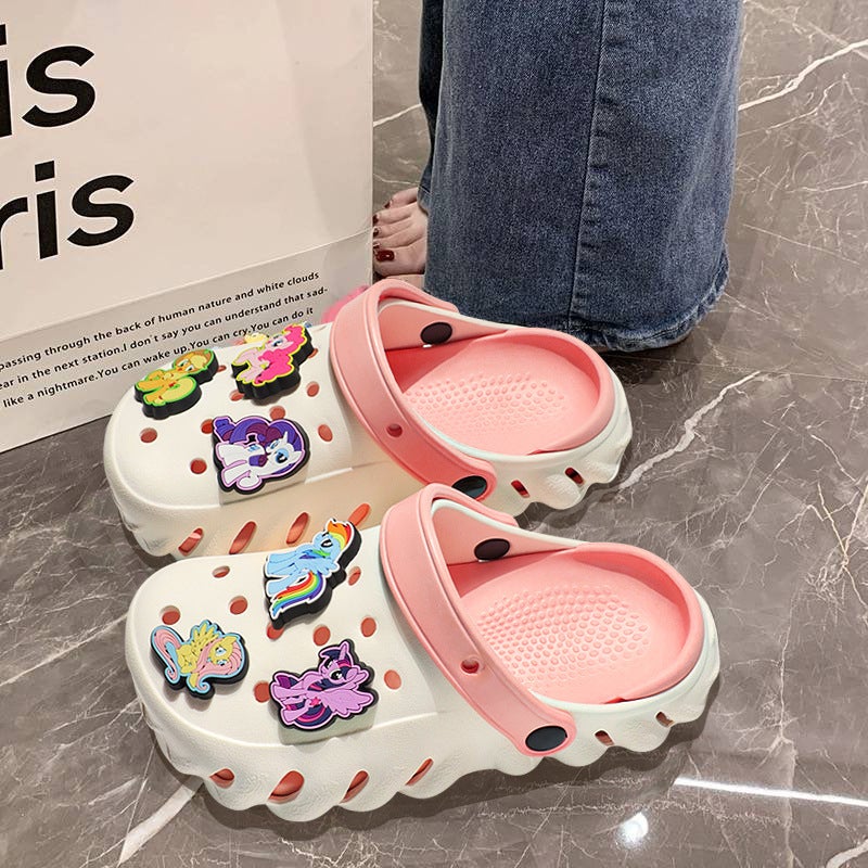 Pony Polly 30-39 Yards Girls Ladies Hole Shoes Cartoon Non-Slip Soft Bottom Beach Shoes Parent Shoes - Image 3