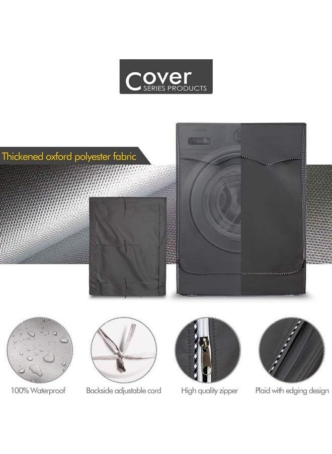 Arabest Washing Machine Cover/Dryer Cover,Fit for Most 7.5-12KG. Front loading Machine,Cover on 4 Sides-Maximum Protection(Gray，W27 D33 H39 inches)  - Image 2