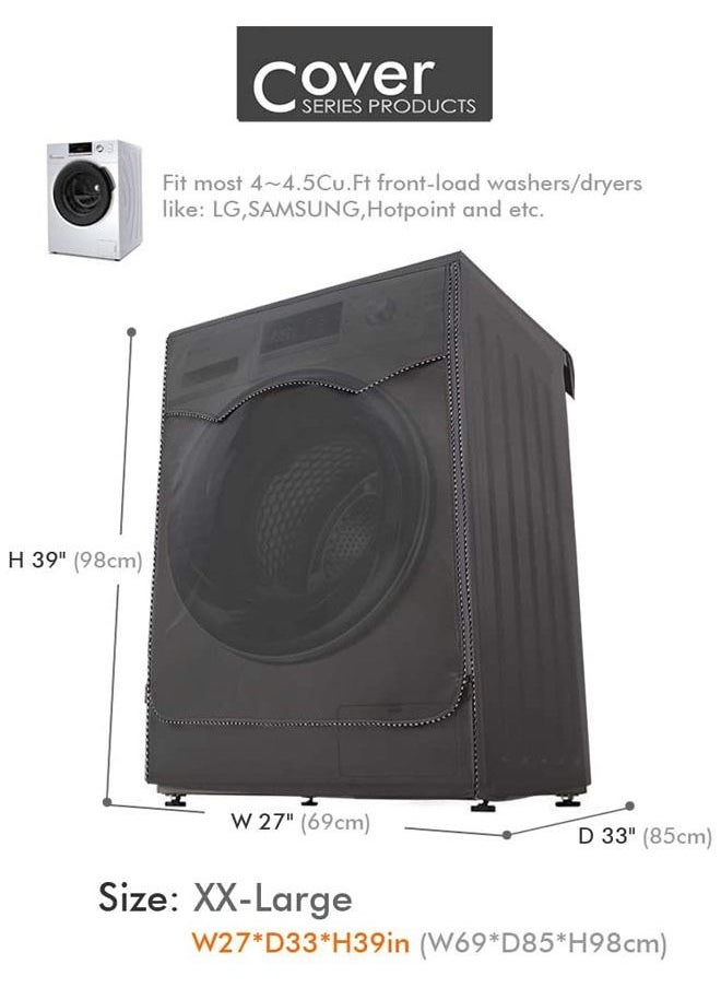 Arabest Washing Machine Cover/Dryer Cover,Fit for Most 7.5-12KG. Front loading Machine,Cover on 4 Sides-Maximum Protection(Gray，W27 D33 H39 inches)  - Image 4