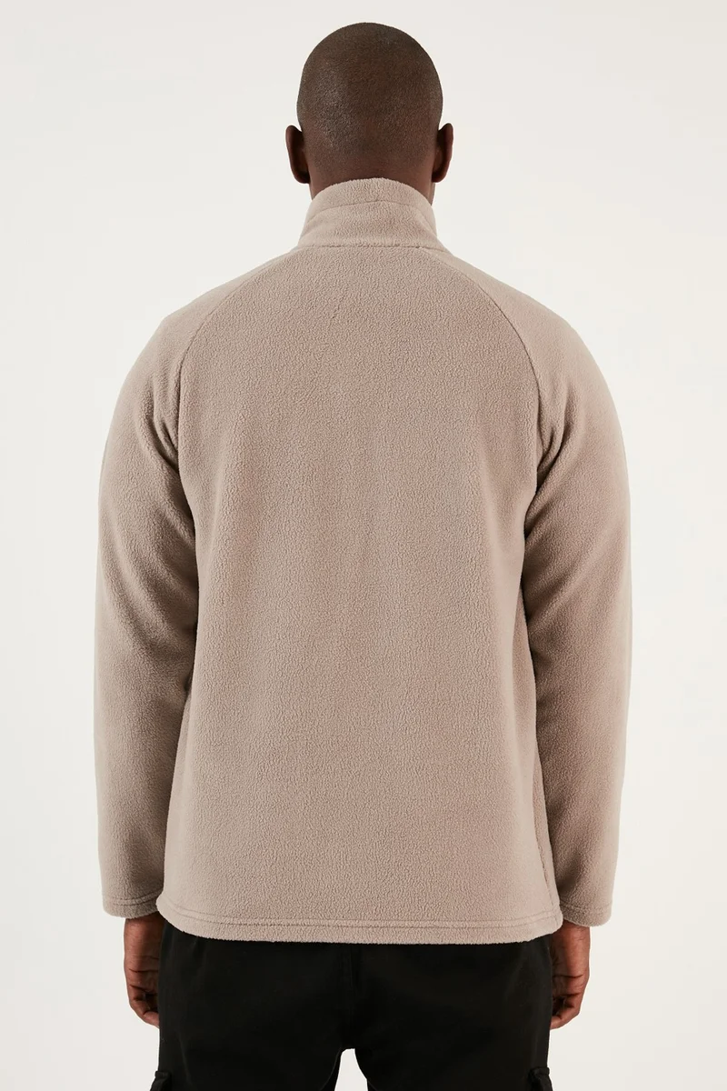 Buratti Slim Fit Soft Textured Rose Gold Winter Fleece Cardigan Men's Cardigan 59060501