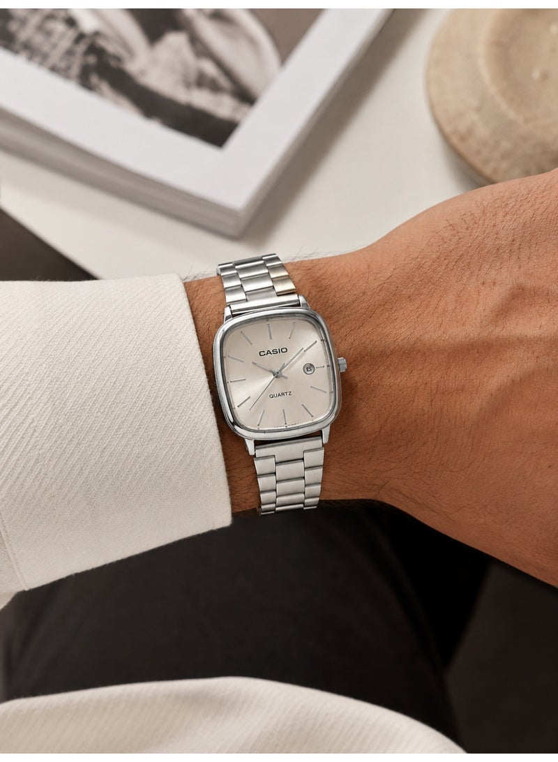 Casio Analog Quartz Men's Watch | Blue Dial | Silver Stainless Steel Bracelet - Image 2