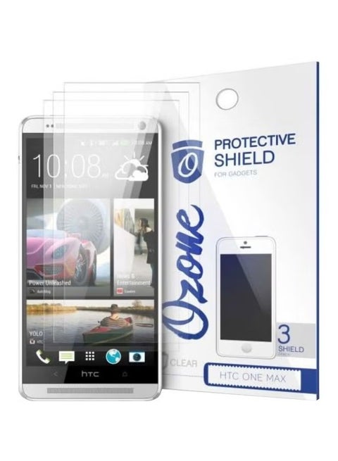 Pack Of 3 Crystal HD Screen Protector Scratch Guard For HTC One Max Clear