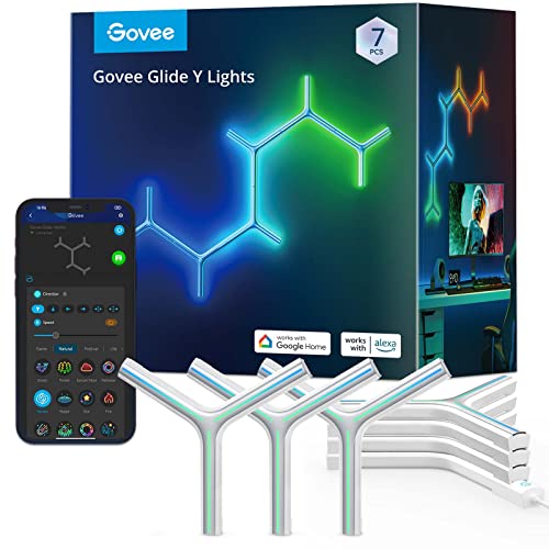 Govee Glide Y RGBIC LED Wall Lights, Smart Wi-Fi Gaming Lights with Music Sync, DIY and Timer Feature, LED Lights for Gaming Room, Wall Light 7 Pack - Image 1