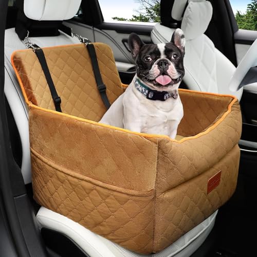 HEGGCOOE Dog Car Seat for Small Medium Dogs Memory Foam Dog Booster Seats with Thick Cushion for Dogs Under 35lbs Detachable Washable Pet Car Seat Travel Bed with Storage Pockets2 Safety Belt - Image 1