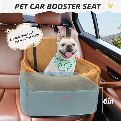 HEGGCOOE Dog Car Seat for Small Medium Dogs Memory Foam Dog Booster Seats with Thick Cushion for Dogs Under 35lbs Detachable Washable Pet Car Seat Travel Bed with Storage Pockets2 Safety Belt - Image 3