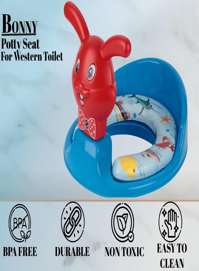 Zerya Kids Toilet Trainer Baby Potty Seat With Rabbit Handle And Back Support Toilet Seat For Girls & Boys (Blue) - Image 4