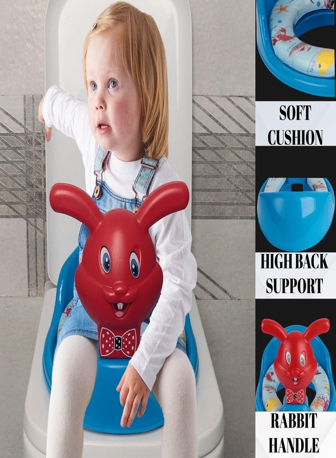Zerya Kids Toilet Trainer Baby Potty Seat With Rabbit Handle And Back Support Toilet Seat For Girls & Boys (Blue) - Image 3