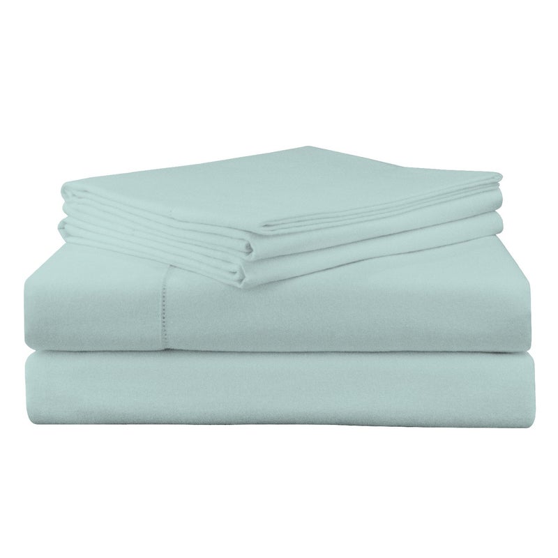 Pointehaven 200 GSM 100 Cotton Flannel Sheet Set Queen Lagoon Warm Cozy PreShrunk Deep Pockets Elastic All AroundComfy Double Brushed