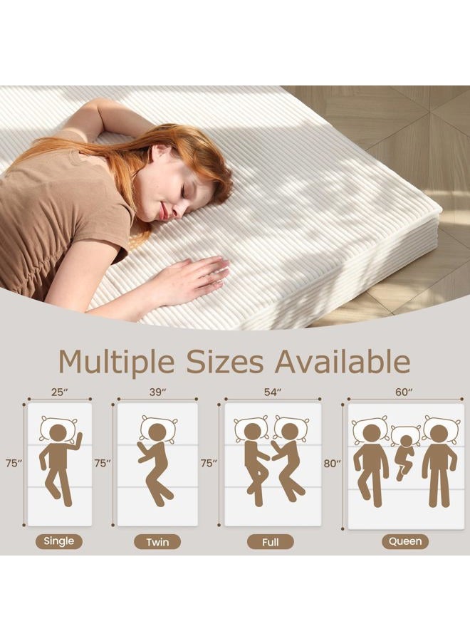 feliz home 6-Inch Tri-Fold Mattress Queen Size - Foldable Futon Sofa Bed with Removable Washable Cover, Folding Memory Foam Futon Mattress | Non-Slip Bottom & Carry Handles for Guest, Camping, Dorm - Image 5