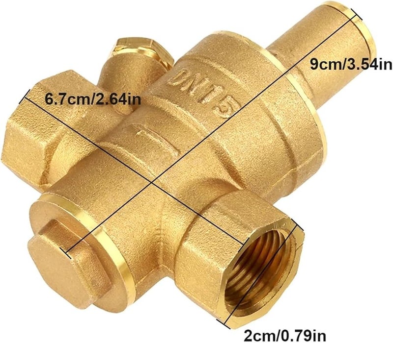 منظم ضغط الماء من النحاس DN15 مع صمام تحكم قابل للتعديل في التدفق ومقياس - Image 4