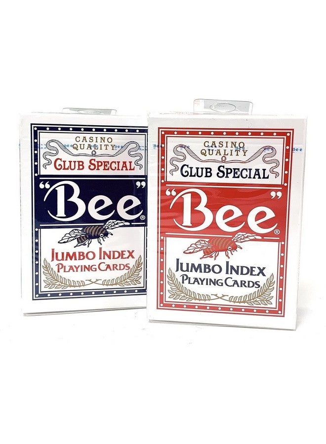Bee Bee 2 Decks Jumbo Playing Cards Red & Blue Deck Casino Quality - Image 1