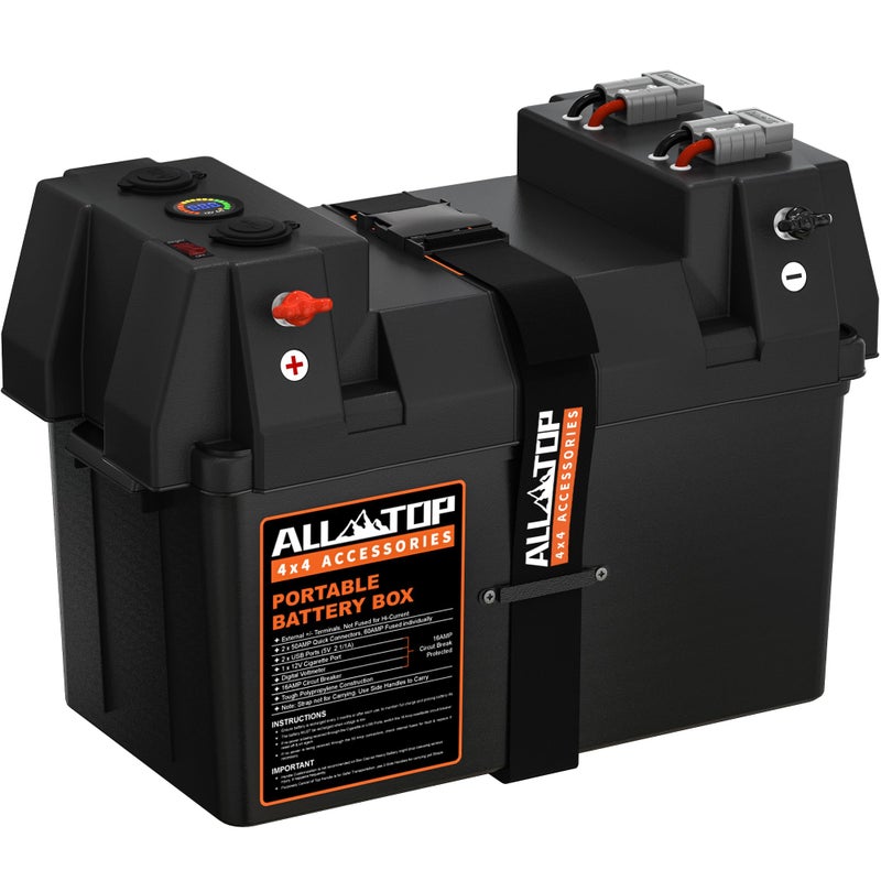 صندوق بطارية ذكي ALLTOP 12V للحالات البحرية مع موصلات 50AMP متعددة المنافذ وقاطع دائرة لمحرك التجديف RV لوح الطاقة الشمسية (البطارية غير مدرجة)