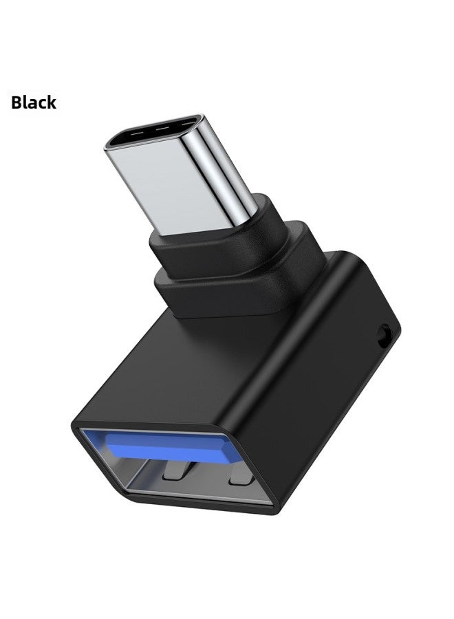 90 Degree Elbow Typec To USB3.0 Adapter OTG Mobile Phone Adapter For Phablet Notebook-Color:Type—c Male To Usb3.0 [black Vertical Bend]-2 Pieces  - Image 1