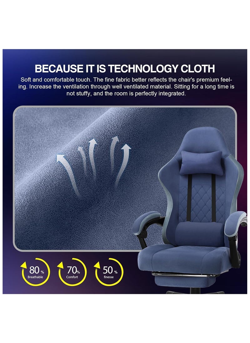 Chulovs Gaming Chair with Footrest, Ergonomic Gamer Chair with Lumbar Support Massage Adjustable High Back Comfortable Fabric Office Chair Style Computer Reclining Office Chair for Adults  - Image 4