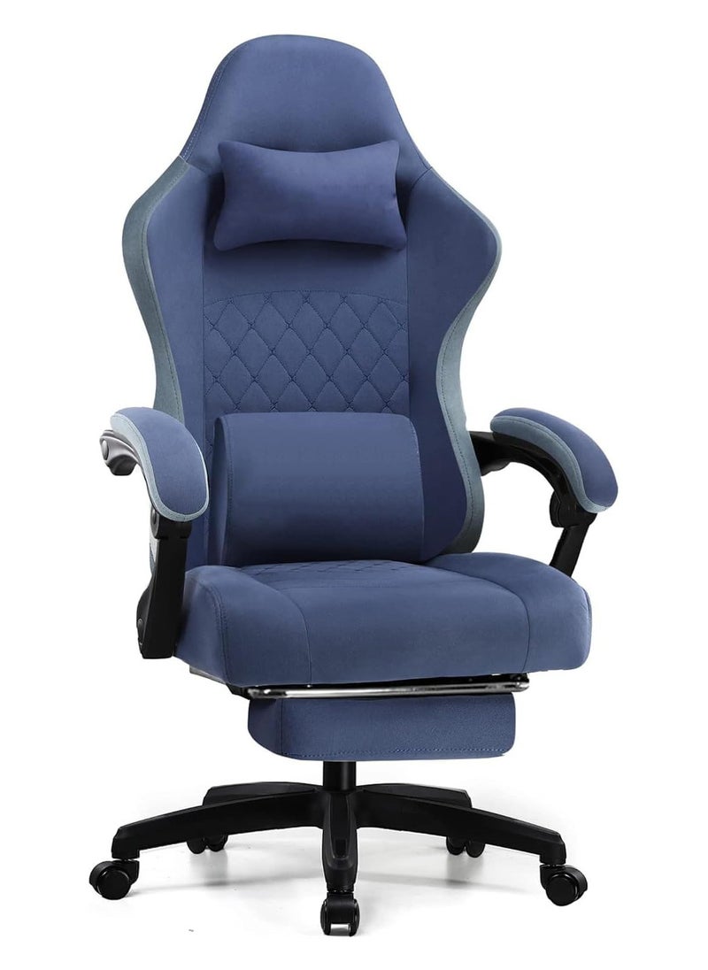 Chulovs Gaming Chair with Footrest, Ergonomic Gamer Chair with Lumbar Support Massage Adjustable High Back Comfortable Fabric Office Chair Style Computer Reclining Office Chair for Adults  - Image 1