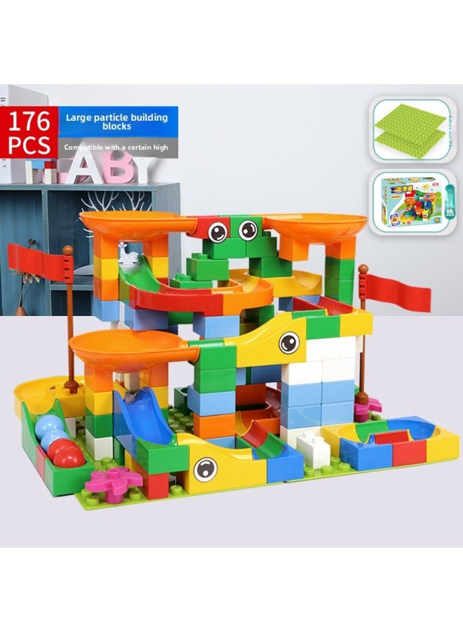 Children's Building Blocks Toy Assembled Educational Boys 3 To 6 Years Old Multifunctional Size Particles Slide Enlightenment Intelligence Development-Color:Variety Slide 176 Particles Free 2 Base Plates  - Image 1