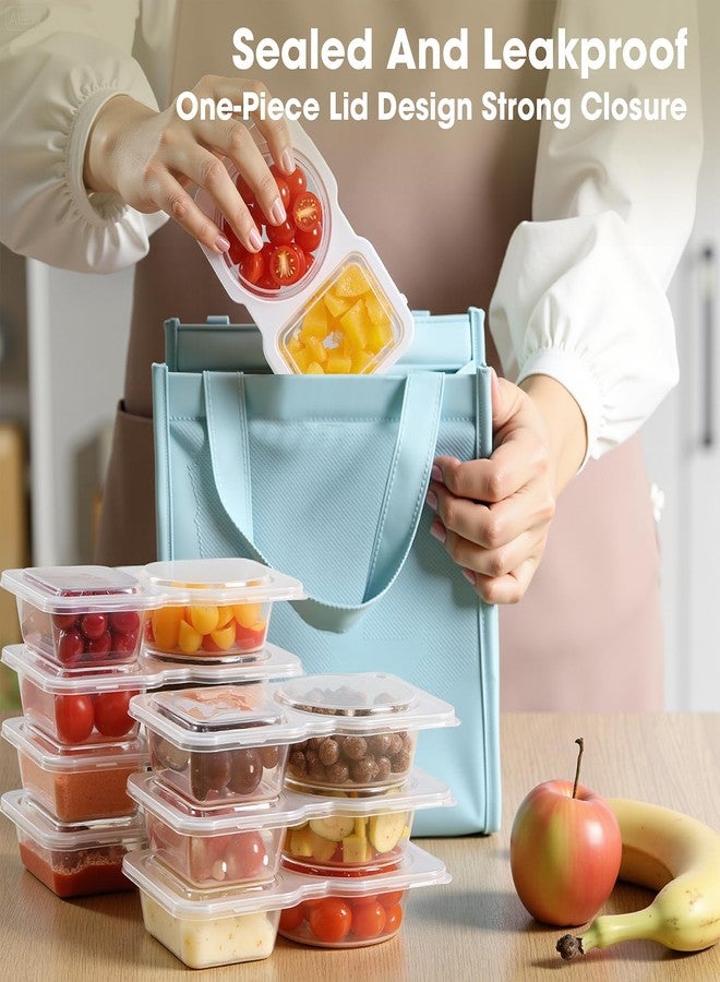 AYAYGD 100PCS Reusable Snack Containers with Lids,2 Compartment Snack Containers with 100 Spoons,Snack Pack Containers for Condiments,fruits and salads - Image 5