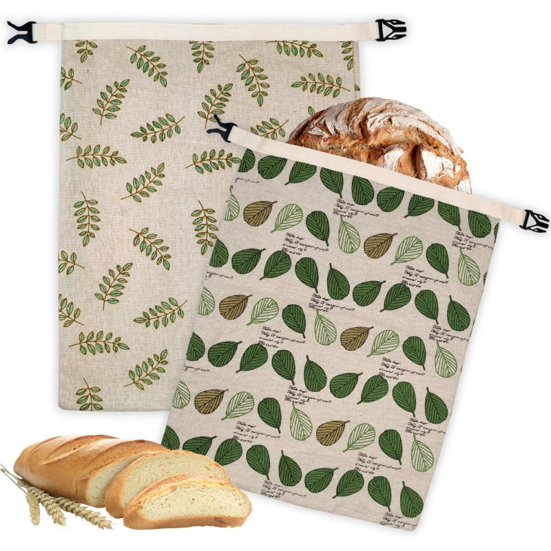 BYTTME 2 Pack Beeswax Bread Bags for Homemade Bread with Zipper, Large 13x17'' Reusable Beeswax Sourdough Bread Storage Bag, Keep Loaves Fresh Longer, Freezer Safe & Airtight, Natural, Zero Waste - Image 1
