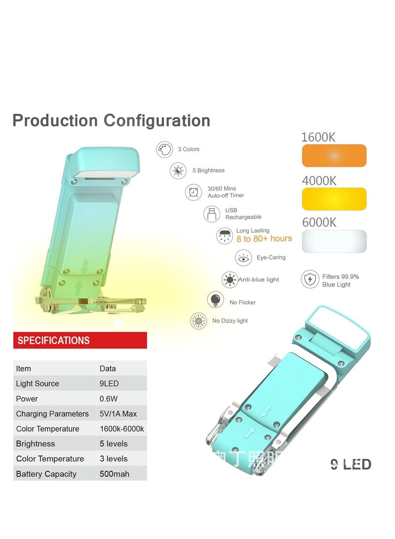 USB Mini Eye Protection Light Folding Book Holder Light Portable Book Light Simple Eye Protection Reading Light LED Card Light White  - Image 5