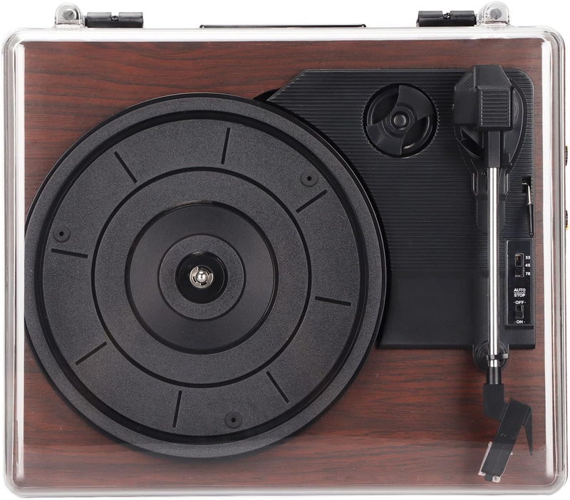 SUNGOOYUE Bluetooth Record Player, Vintage Wireless Turntable with 3 Speed 33 45 78 RPM, Ruby, Dual Magnetic, Built in Speaker, USB MP3 Conversion, for Android Smartphone Tablet Laptop (US Plug) - Image 1