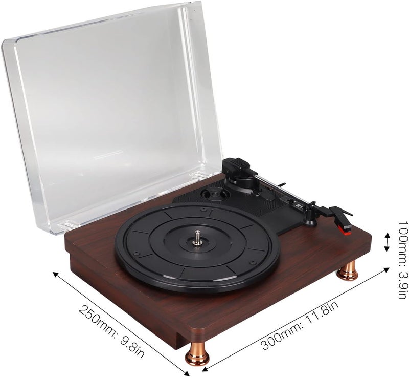 SUNGOOYUE Bluetooth Record Player, Vintage Wireless Turntable with 3 Speed 33 45 78 RPM, Ruby, Dual Magnetic, Built in Speaker, USB MP3 Conversion, for Android Smartphone Tablet Laptop (US Plug) - Image 2