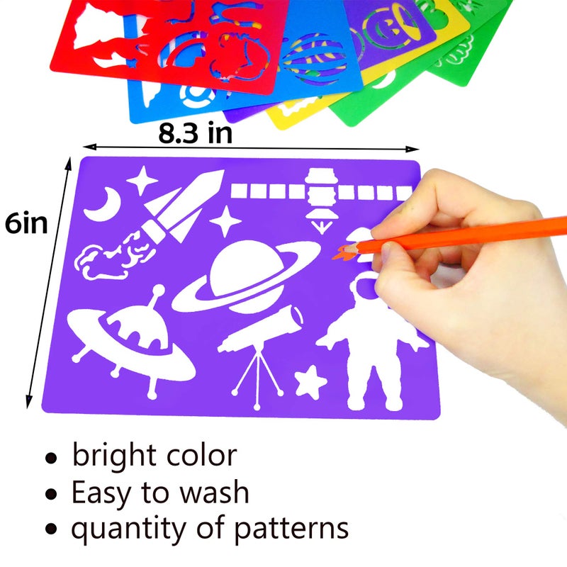 HADDIY Kids Drawing Stencils Set, 20 Pcs Plastic Stencil Kit 300+ Patterns Drawing Templates for Girls & Boys Gift and Card Making - Image 4