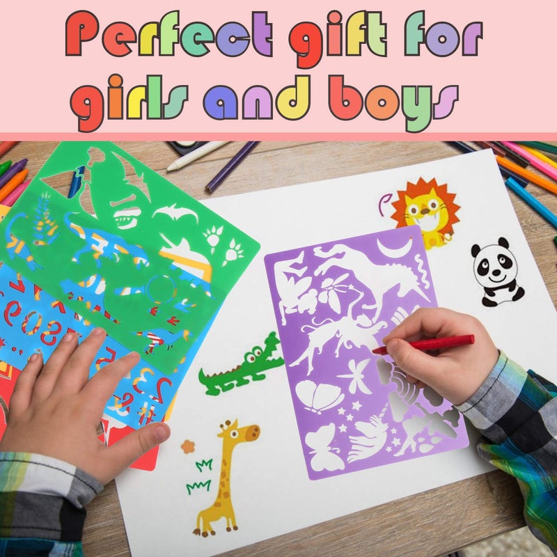 HADDIY Kids Drawing Stencils Set, 20 Pcs Plastic Stencil Kit 300+ Patterns Drawing Templates for Girls & Boys Gift and Card Making - Image 5