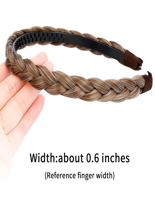 DIGUAN Width 0.6 inches Narrow Synthetic Hair Plaited Headband Braid With Teeth Hair Band Accessories for Women Girl (Caramel Blonde) - Image 2