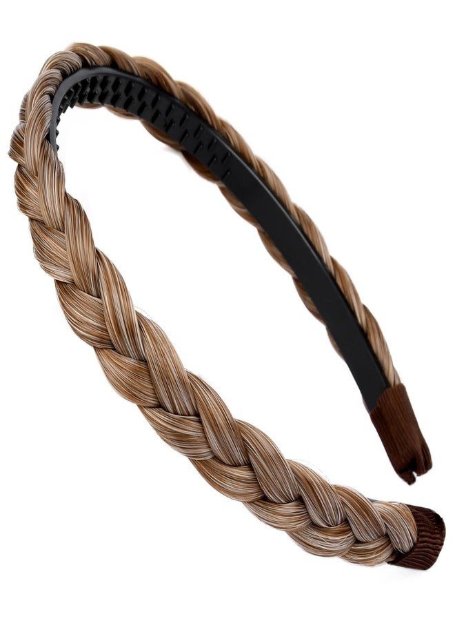 DIGUAN Width 0.6 inches Narrow Synthetic Hair Plaited Headband Braid With Teeth Hair Band Accessories for Women Girl (Caramel Blonde) - Image 1