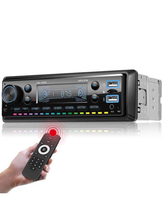 AMprime Single Din Car Stereo Marine Radio Bluetooth Multimedia Car Audio Receivers with Digital LCD Display FM Car Radio USB/SD/AUX-in MP3 Multimedia Player Lossless Sound Quality Quick Charge+Remote Control - Image 1