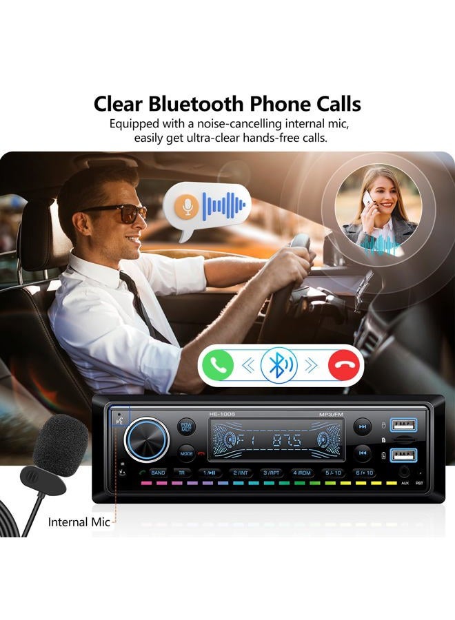 AMprime Single Din Car Stereo Marine Radio Bluetooth Multimedia Car Audio Receivers with Digital LCD Display FM Car Radio USB/SD/AUX-in MP3 Multimedia Player Lossless Sound Quality Quick Charge+Remote Control - Image 3