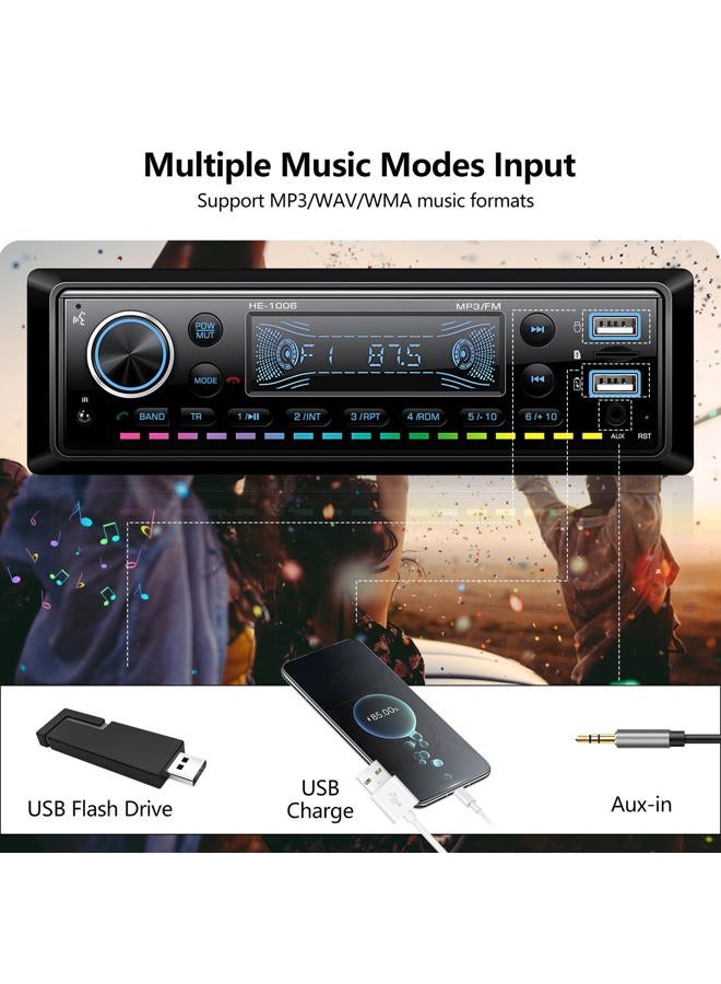 AMprime Single Din Car Stereo Marine Radio Bluetooth Multimedia Car Audio Receivers with Digital LCD Display FM Car Radio USB/SD/AUX-in MP3 Multimedia Player Lossless Sound Quality Quick Charge+Remote Control - Image 4