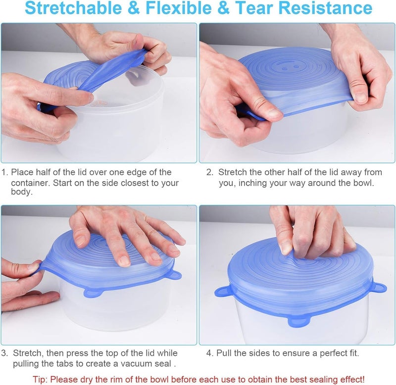 Pamidhar Reusable Silicone Stretch Lids - Multi-Size Food and Bowl Covers, Dishwasher & Freezer Safe (Pack Of 6) - Image 4
