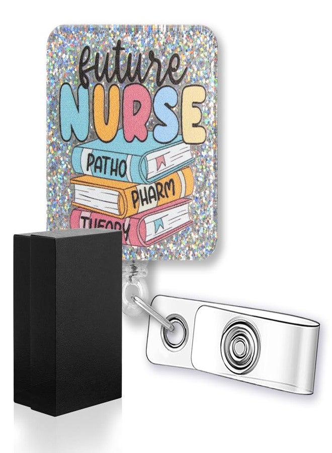 Rofiowa Future Nurse Funny Glitter Badge Reel, Retractable Books Badge Holder for Medical Assistant, Graduation Gift for Nursing Student - Image 1
