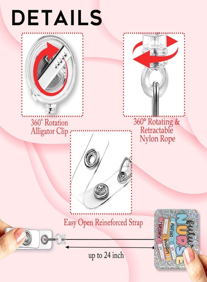 Rofiowa Future Nurse Funny Glitter Badge Reel, Retractable Books Badge Holder for Medical Assistant, Graduation Gift for Nursing Student - Image 3