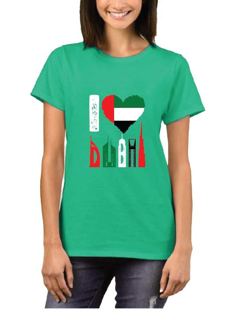 برينت شوب فور مي تي شيرت نسائي مطبوع عليه  - رقبة دائرية وأكمام قصيرة - تي شيرت قطني نسائي - تي شيرت مطبوع - مثالي لتذكار دبي - Image 1