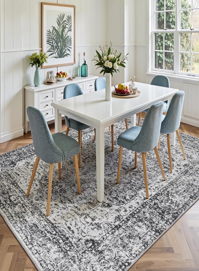 Lofus 5x7 Area Rugs for Living Room, Washable Area Rug, Rugs for Bedroom, Kitchen, Vintage Boho Carpet, Soft Non-Slip, Low Pile Large Area Rug for Office Dining Room, Vintage Dark Grey - Image 5