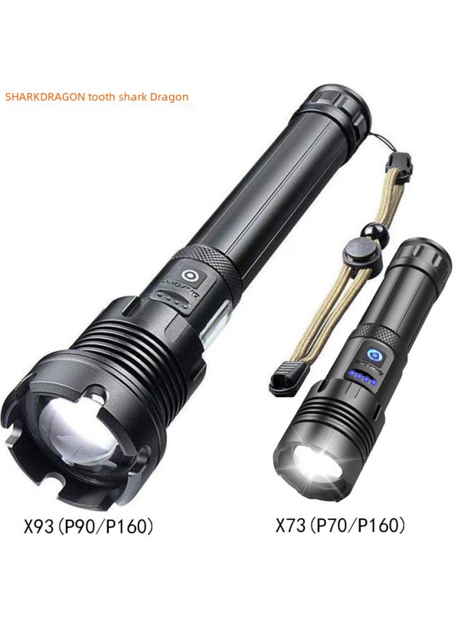 Xhp90cob High-intensity Flashlight Usb Rechargeable Outdoor Zoomable Side Light P160 Led Torch-Color:Short P50 COB Flashlight 1*21700 Battery Type-C Data Cable  - Image 2