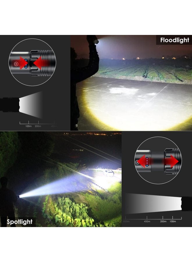 Xhp90cob High-intensity Flashlight Usb Rechargeable Outdoor Zoomable Side Light P160 Led Torch-Color:Short P50 COB Flashlight 1*21700 Battery Type-C Data Cable  - Image 4