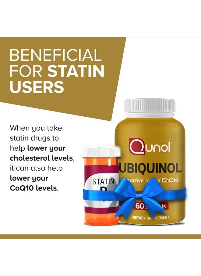 Qunol Ubiquinol CoQ10 100mg Softgels, Ubiquinol - Active Form of Coenzyme Q10, Antioxidant for Heart Health, Healthy Blood Pressure Levels, Beneficial to Statin Users, 60 Count  - Image 3