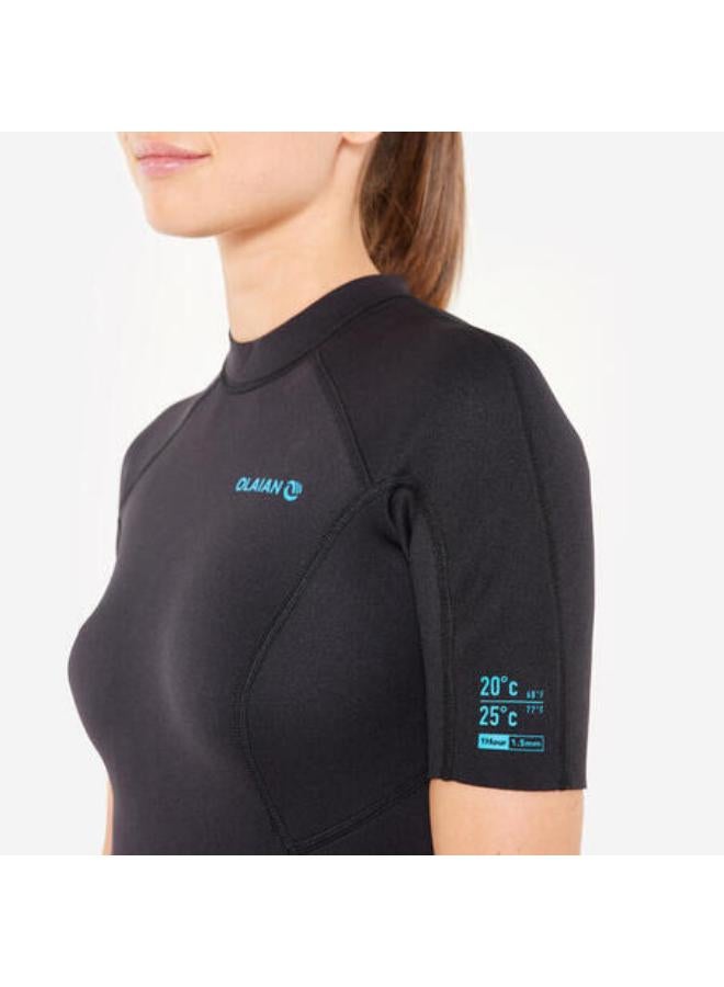 OLAIAN Women’s Surfing Shorty Wetsuit 100 Neoprene 1,5 mm Black  - Image 3
