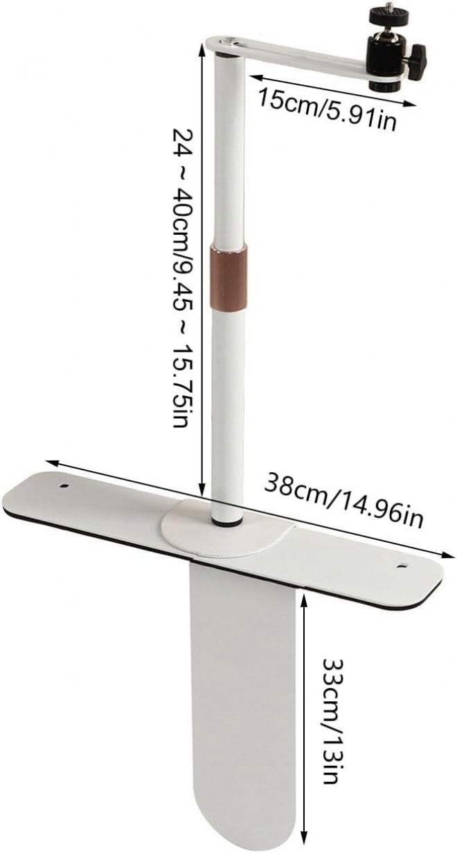 HERCHR Projector Stand, 24 to 40CM / 9.4 to 15.7in Adjustable 360 Degree Rotatable Rack Bedside Sofa Desk Wall Portable Vertical Support for Home Office Outdoor (White) - Image 2