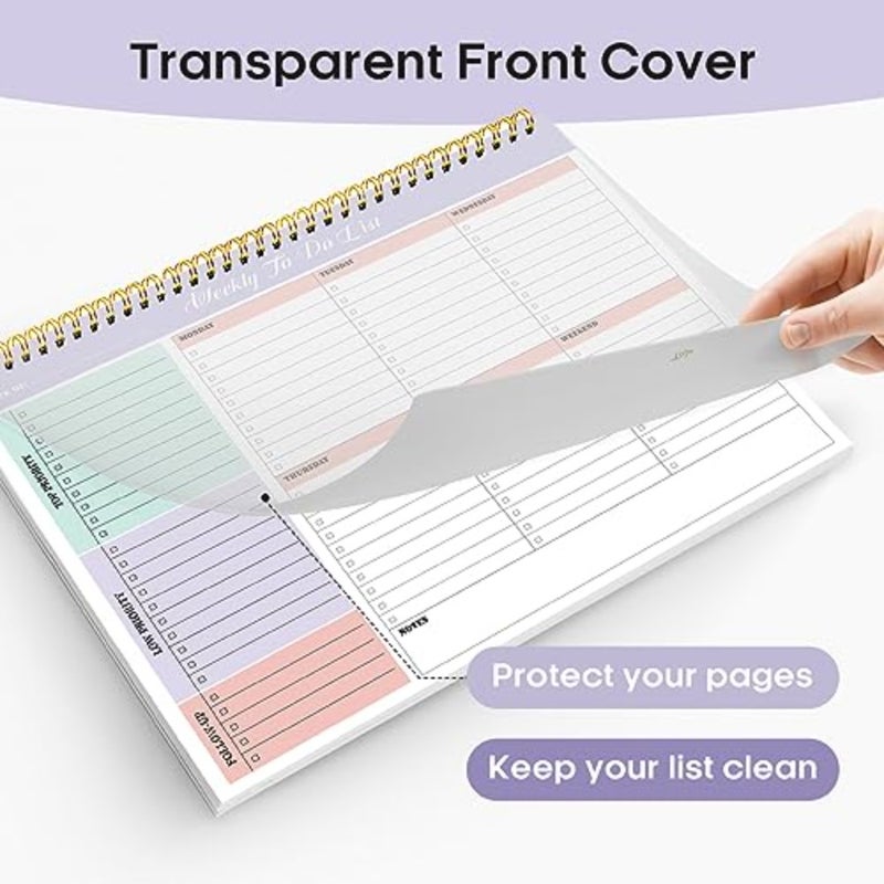 مفكرة قائمة المهام الأسبوعية مع 52 ورقة غير مؤرخة مقاس 8.5 بوصة × 11 بوصة - مخطط مكتب أسبوعي للنساء والرجال والعمل والمنزل - حلم بنفسجي - Image 5