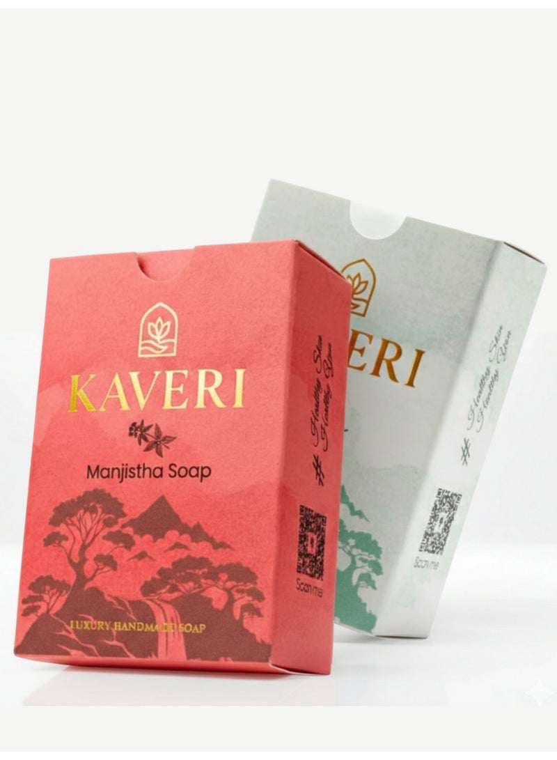 KAVERI Natural Handmade Soap Combo – Neem & Manjistha (2 × 110g) | Cold-Processed Ayurvedic Bath Bar Set for Clear, Bright & Healthy Skin - Image 1