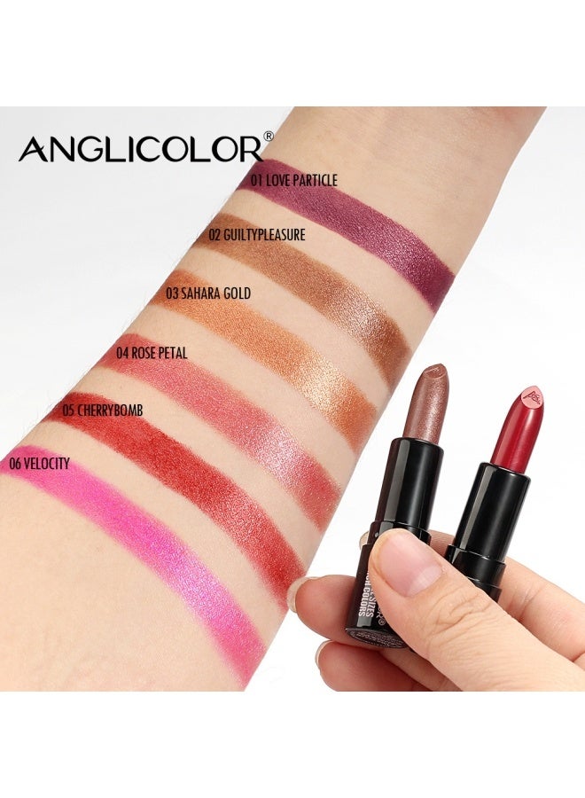 Anglicolor 6-Piece Women's Metallic Gloss Lipstick Set, High Pigmentation Lipstick, Silky Smooth and Moisturizing, Non-Greasy, Long-Lasting Makeup, Full Coverage Lip Makeup, Women's Gift Box Set - Image 2