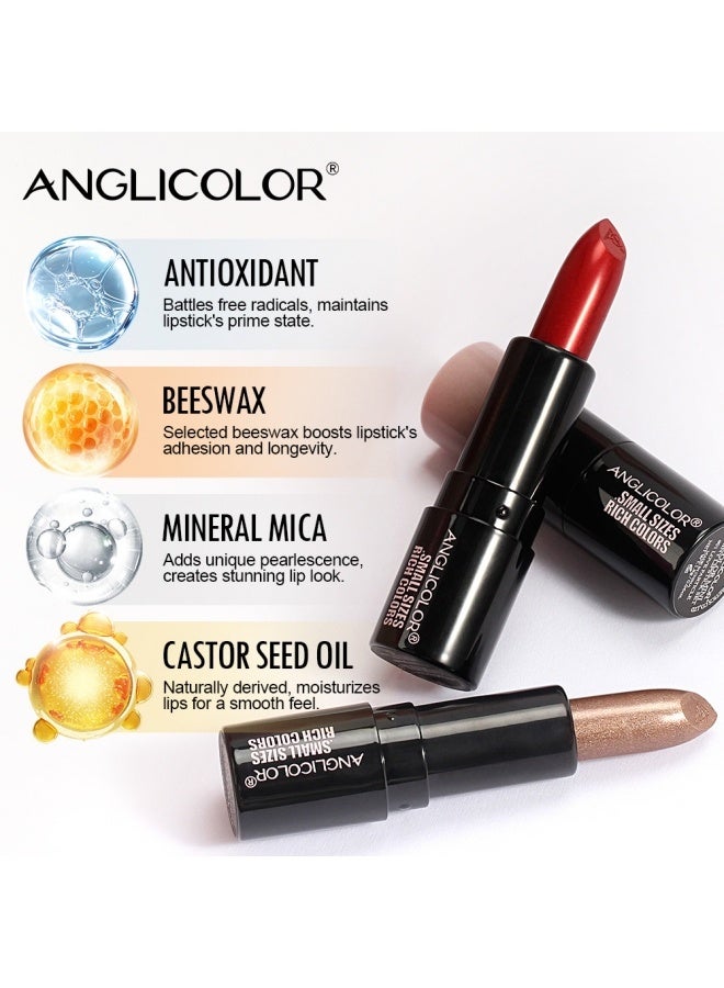 Anglicolor 6-Piece Women's Metallic Gloss Lipstick Set, High Pigmentation Lipstick, Silky Smooth and Moisturizing, Non-Greasy, Long-Lasting Makeup, Full Coverage Lip Makeup, Women's Gift Box Set - Image 4