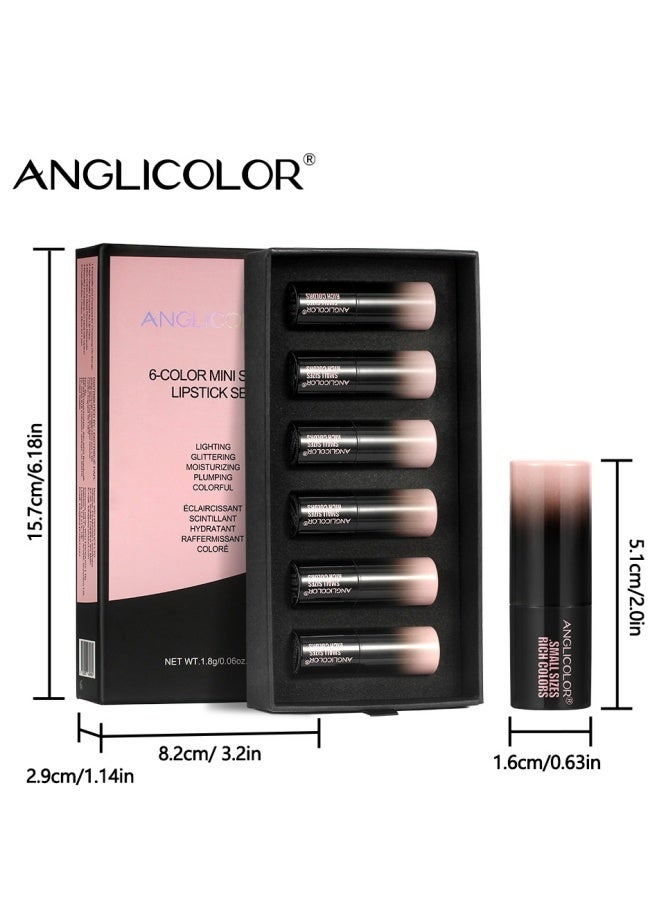Anglicolor 6-Piece Women's Metallic Gloss Lipstick Set, High Pigmentation Lipstick, Silky Smooth and Moisturizing, Non-Greasy, Long-Lasting Makeup, Full Coverage Lip Makeup, Women's Gift Box Set - Image 5