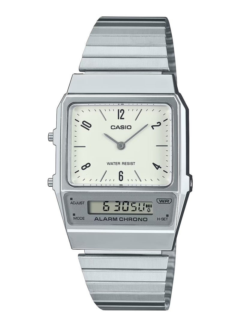 Vintage Analog+Digital Stainless Steel Watch AQ-800E-7A2