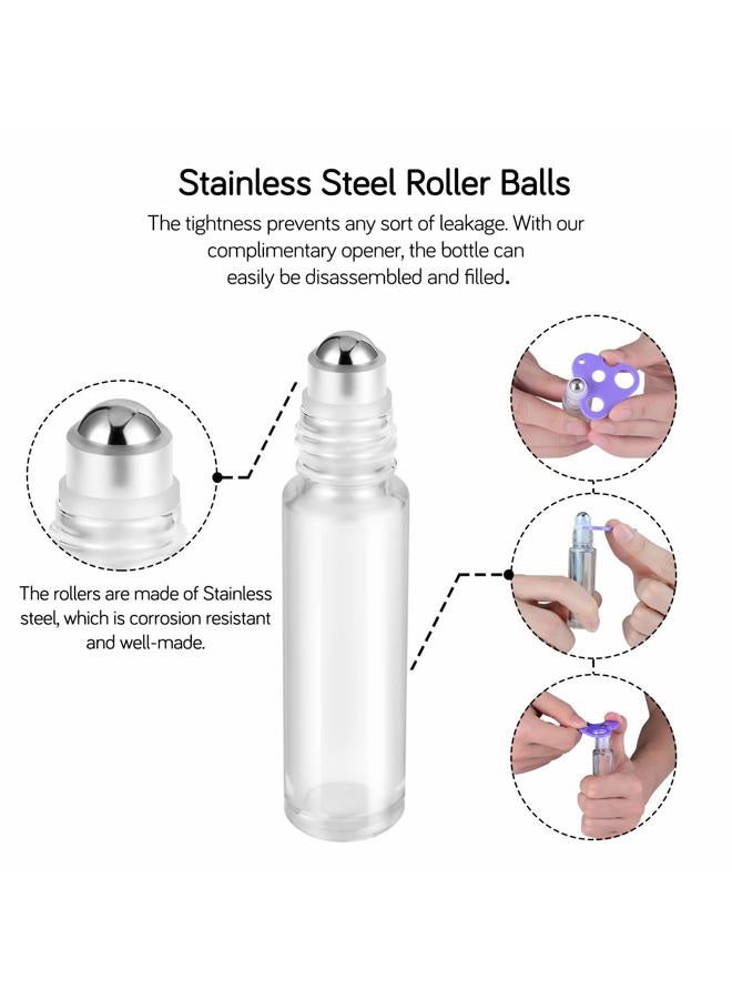 PrettyCare Essential oil Roller Bottles for Oils 10ml Glass Clear Perfume Bottles Empty with Extra Roller Balls, Opener, Funnel, Pipette, Labels, 4pack Roll on Bottles - Image 5