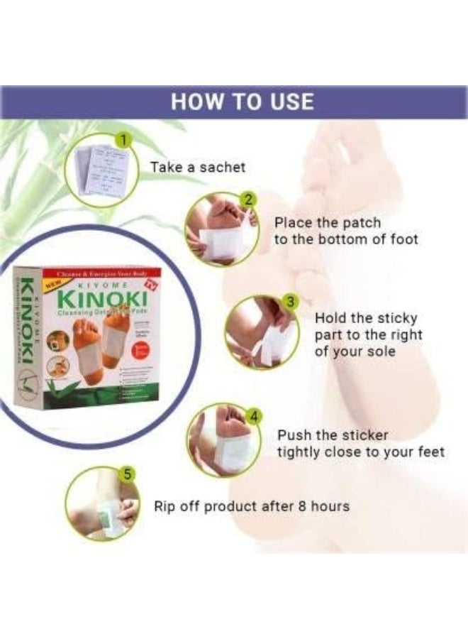 KIYOME KINOKI Cleansing Toxins Remover Detox Foot Patches Adhesive Pads Kit pack of 2 box - Image 5